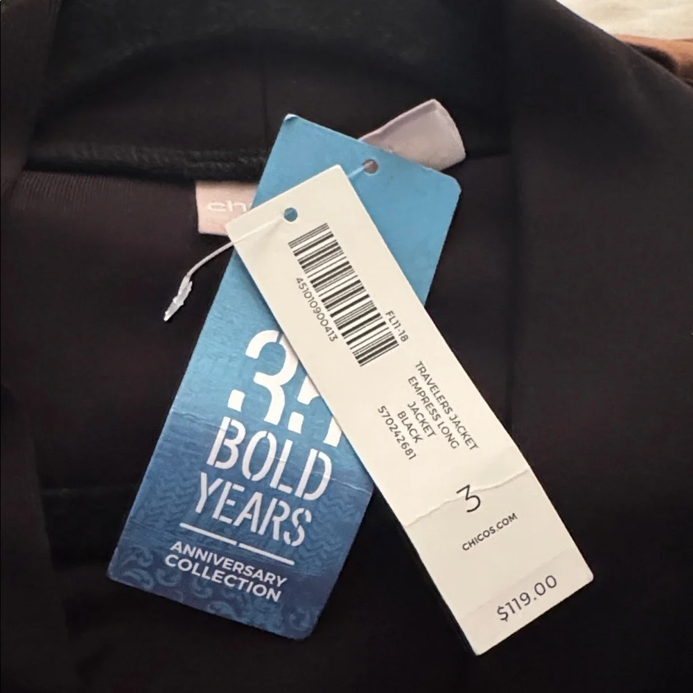 Chicos new black Jacket 3 US XL Travel Toggle Button Stretch Relaxed Comfort - Picture 8 of 8